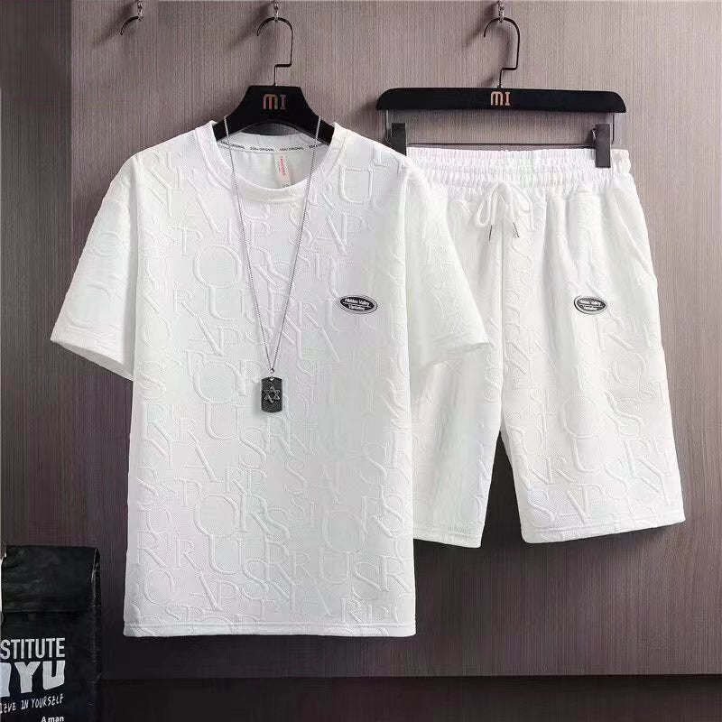 Nico & Eli™ T shirt Shorts 2 Pieces Set Black Tracksuit Men's 3d