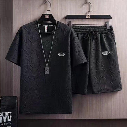 Nico & Eli™ T shirt Shorts 2 Pieces Set Black Tracksuit Men's 3d