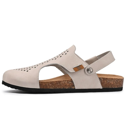 Nico & Eli™ Men’s Lightweight Perforated Cork-Footbed Sandals – Adjustable Breathable Slip-Ons