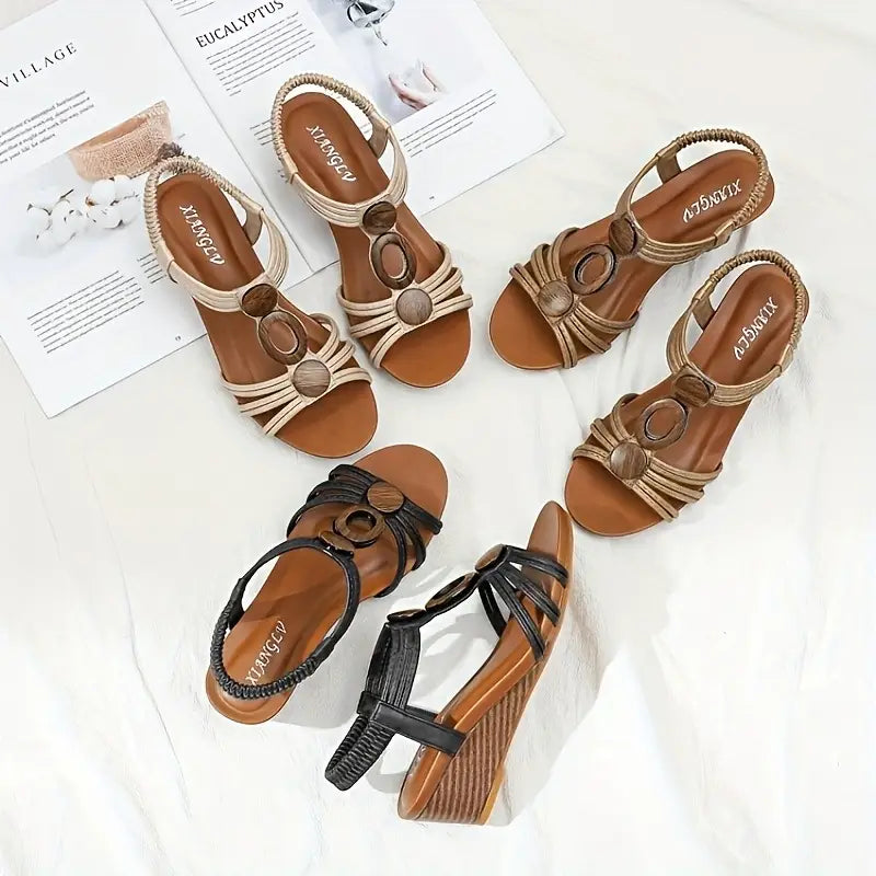 Nico & Eli™ Retro Roman Wedge Sandals